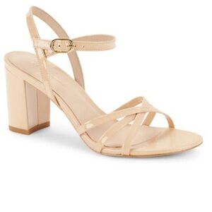 Stuart Weitzman‎ Starla Block Heel Strappy Sandals in Beige Size 9.5